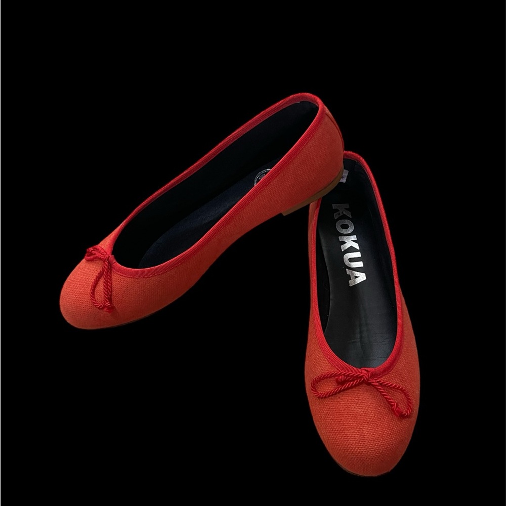 KOKUA Barcelona Orange Ballet Flats w/ leather soles, size EU41 (~9.5/10 US)